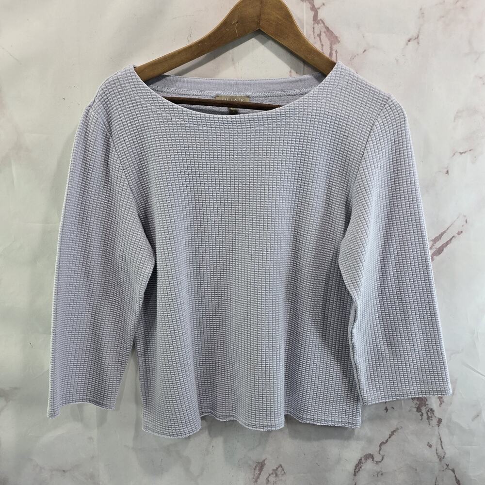 Anthropologie T Shirt Womens Small Light Blue Tee Tee Lilla P Waffle Thermal 3/4